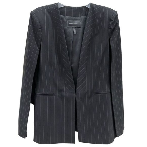 BCBGmaxazria Women's Black & White Striped Open-Front Jacket Size L NWOT - Picture 3 of 9